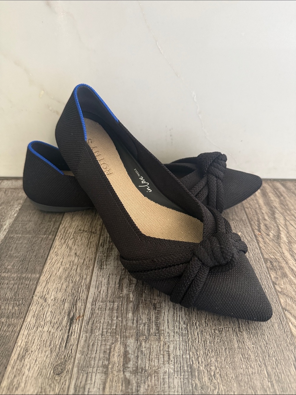 Rothy's Black Pointed-Toe Knot Flats